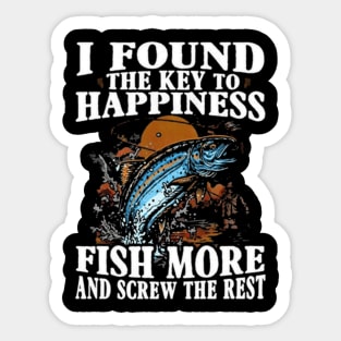 Fishing Key To Happiness Sticker